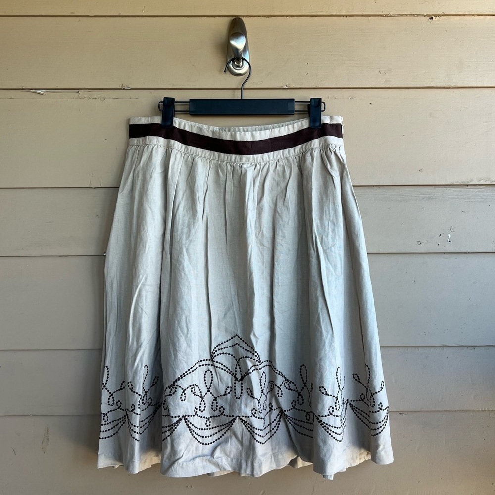 Hillard & Hanson Linen Blend A-line Skirt Size 8 Modest Church Business Casual